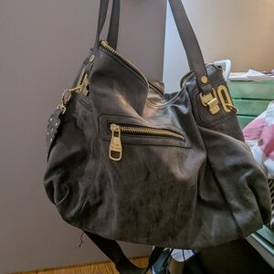Steve Madden Black Shoulder Bag with Gold Accents